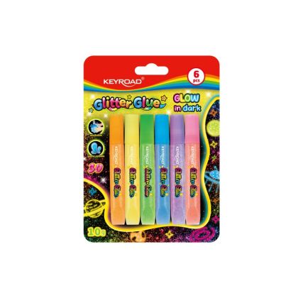 Комплект светещо лепило с брокат 6 цвята