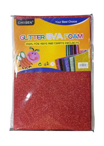 Гумирани листа Ева с брокат - Червен