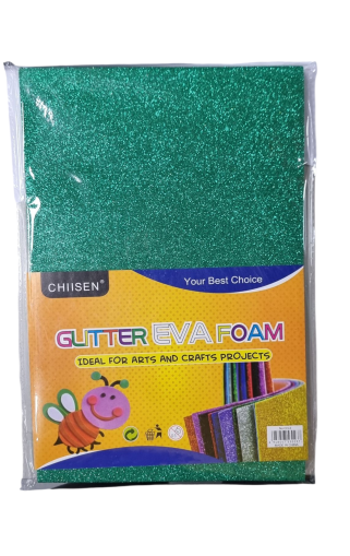 Гумирани листа Ева с брокат - Тъмно зелен