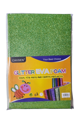 Гумирани листа Ева с брокат - Светло зелен