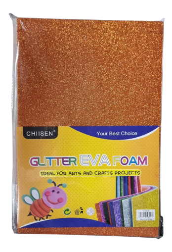 Гумирани листа Ева с брокат - Оранжев