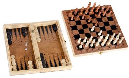 Дървен шах и табла - макси