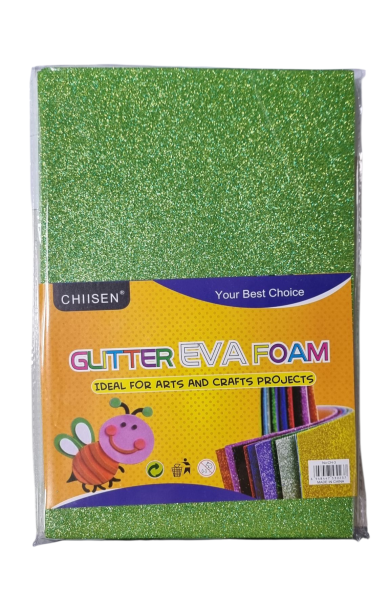 Гумирани листа Ева с брокат - Светло зелен