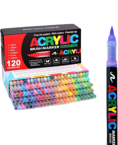 Акрилни маркери с четка 120 цвята