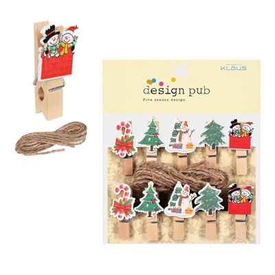 Коледни щипси за декорация и канап