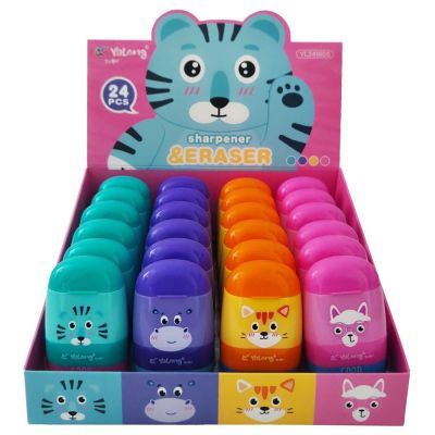 Двойна острилка с гума Животинки